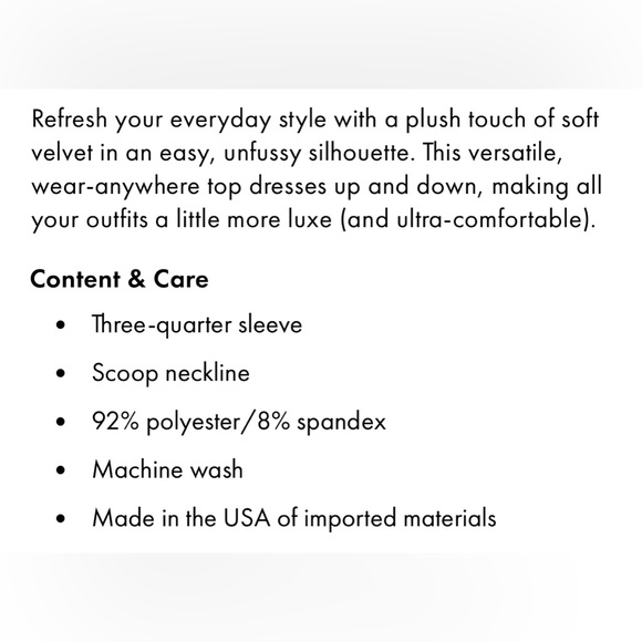 Boston Proper 3/4 Sleeve Blue Velvet Top Size XS - Picture 4 of 4